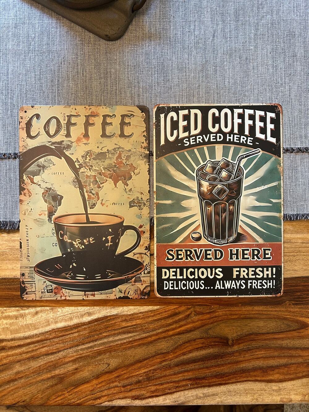 Set of 2 Metal Signs Kitchen Home Decor Coffee Lover Gift FAST SHIP